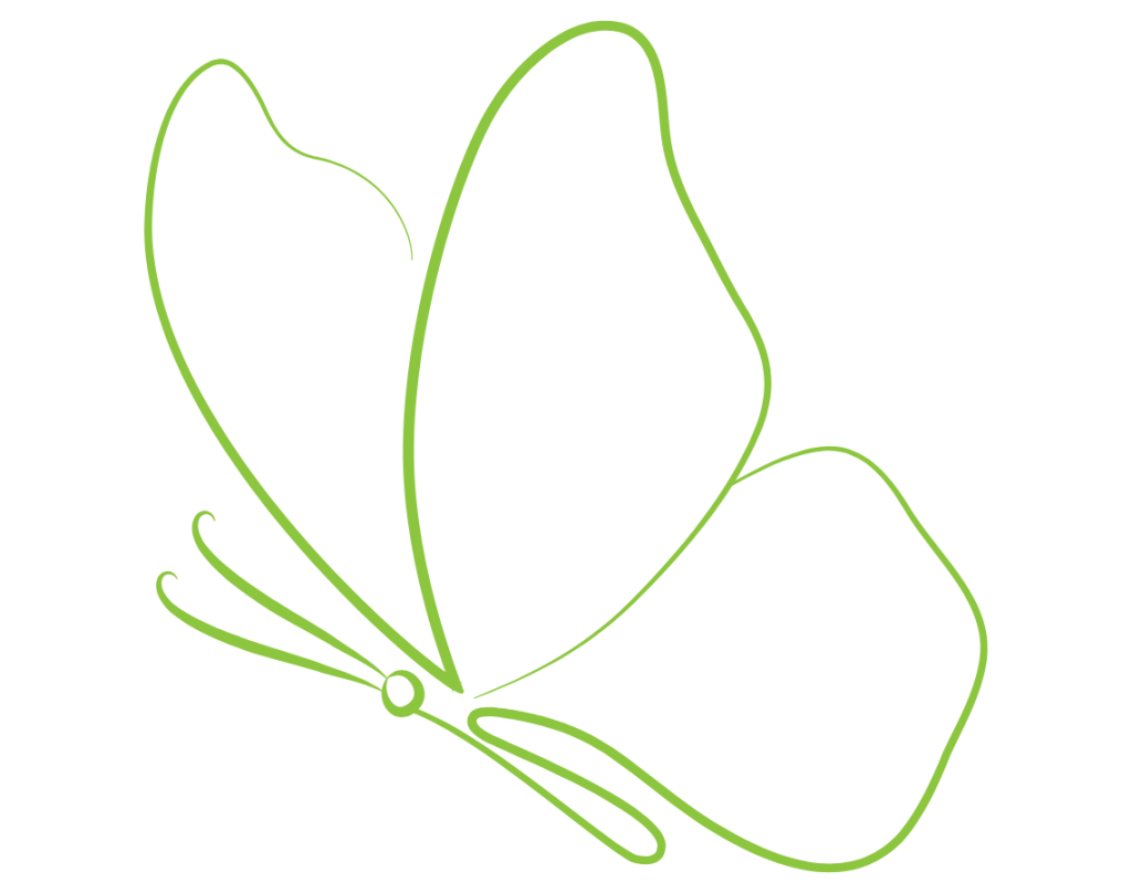 Grüne Linienzeichnung eines Schmetterlings als Symbol für Veränderung und ganzheitliche Begleitung in Chemnitz
